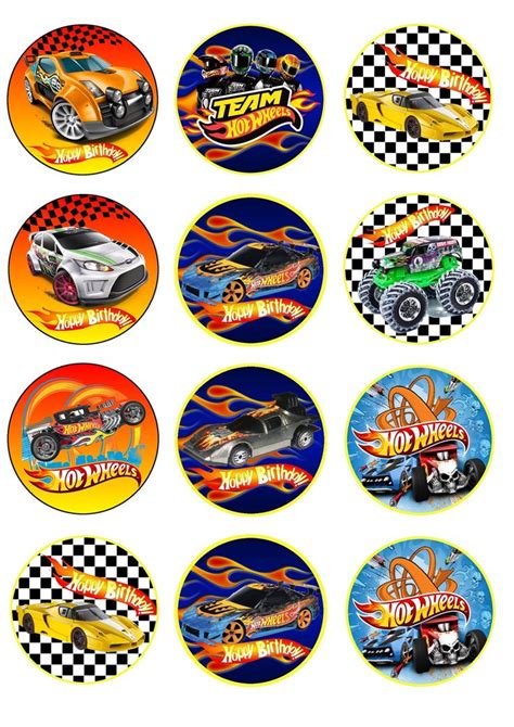 Mattel Team Hot Wheels Happy Birthday Edible Cupcake Topper Images Abp