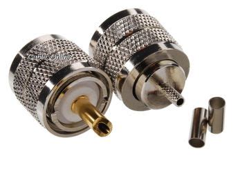 UHF PL 259 Male Crimp Type RF Connectors For RG316 RG174 LMR100 Coax Wire