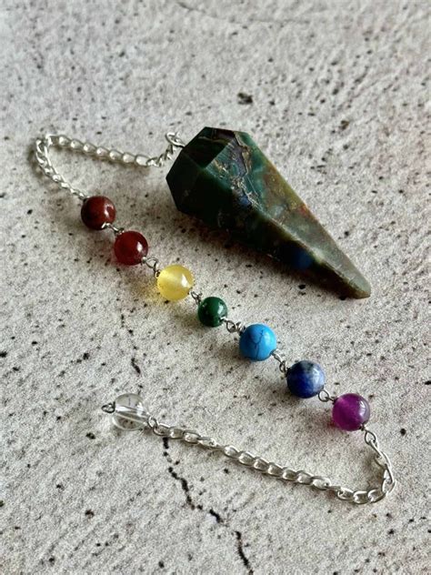 Chakra Beaded Dragon Blood Jasper Pendulum Mama Moon Rocks