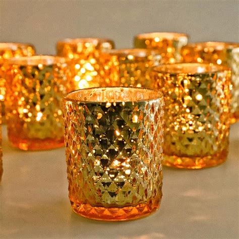 Woho Gold Votive Candle Holders Set Of 12 Tealight Candle Holder For Wedding Party Mercury