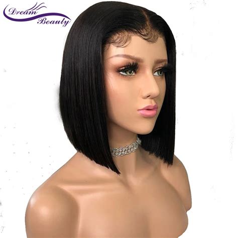 Glueless Bob Wig Brazilian Straight Short Lace Front Human Hair Wigs