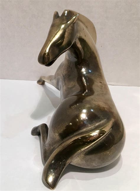 Original Loet Vanderveen Reclining Horse Bronze Wildlife Sculpture At