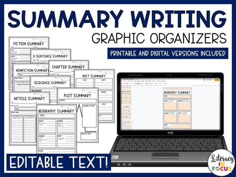 Graphic Organizers For Summary Writing Literacy In Focus