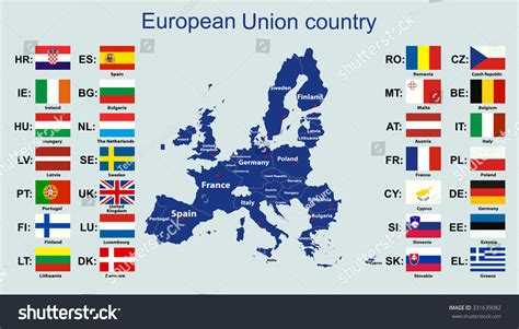 European Union Map All Countries Flags Stock Vector 331639082