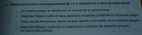 Ordena los sucesos cronológicamente de 1 a 4 Brainly lat