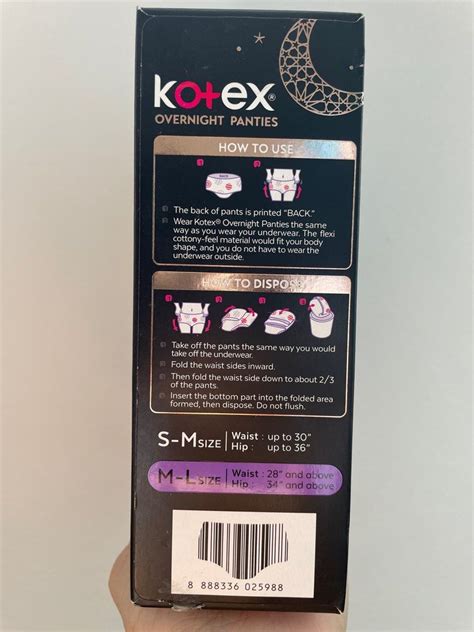 Kotex Overnight Pads M L Size Beauty And Personal Care Sanitary