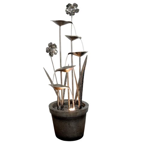 Zinc Flower Pot Water Feature Tr Tranquillity Water Features