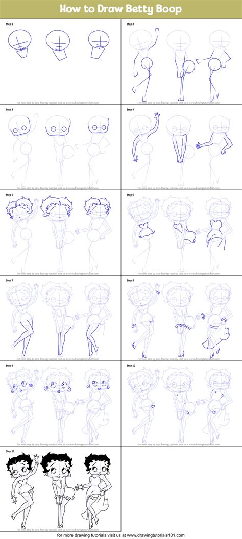 How To Draw Betty Boop Betty Boop Step By Step Drawingtutorials