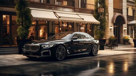 Premium Photo A Black Bmw Car Is Parked Outside A Restaurant