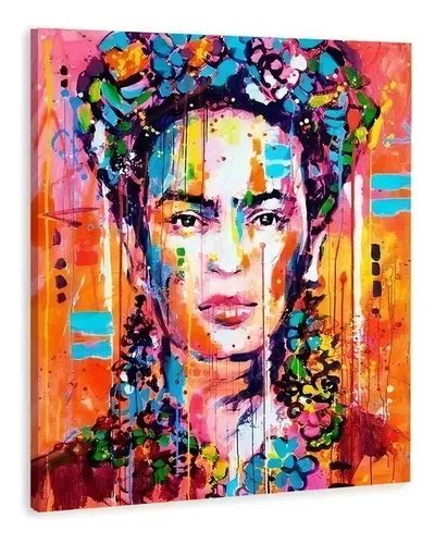 Cuadro Moderno Frida Kahlo Graffiti Colores En Lienzo Canvas Color