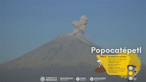 Registra tres explosiones el volcán Popocatépetl en las últimas 24