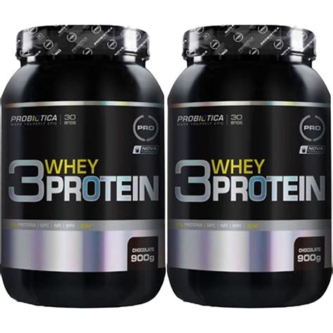 Kit 2x 3 Whey Protein Nova Formula 900g Chocolate Probiótica