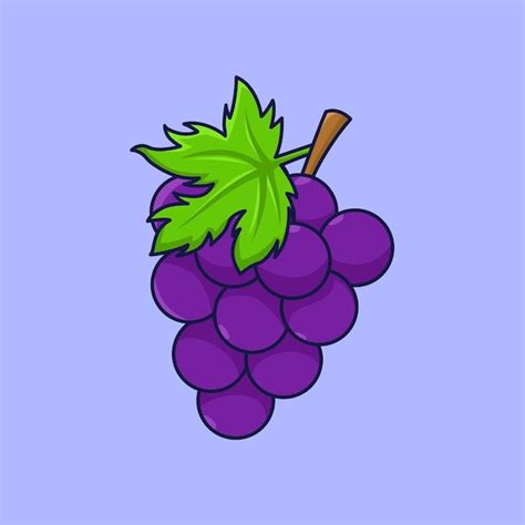 Ilustración De Dibujos Animados De Vector De Fruta De Uva Vector Premium