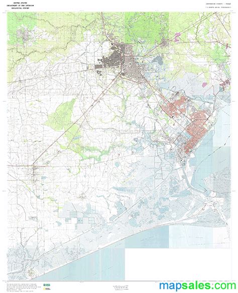 Jefferson County Tx Topo Wall Map By Marketmaps Mapsales