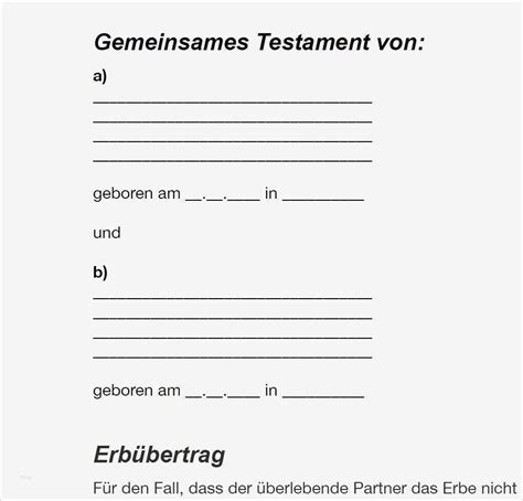 Berliner Testament Vorlage Kostenlos Ausdrucken Cool Ehegattentestament