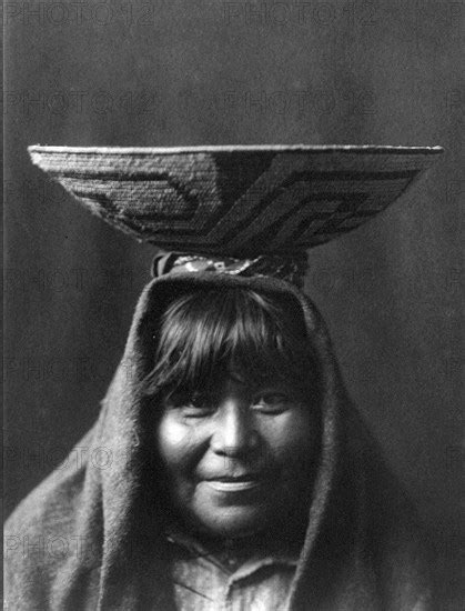 Edward S Curtis Native American Indians Pima Indian Woman With Bowl