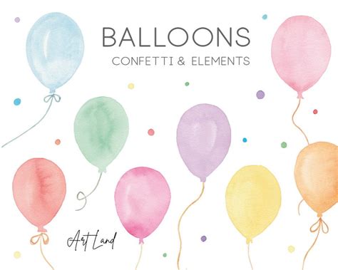 Watercolor Balloons Clipart Birthday Clipart Watercolor Balloon