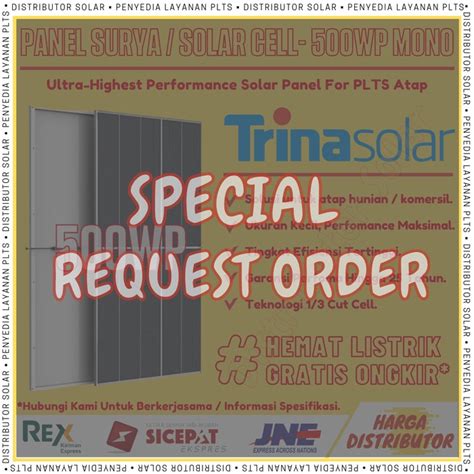 Jual Request 14 Lembar Panel Surya Trina Solar 500wp Tier 1 Monocrystalline Shopee Indonesia