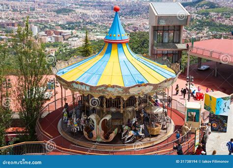 Carrousel At Tibidabo Amusement Park In Barcelona Spain Editorial