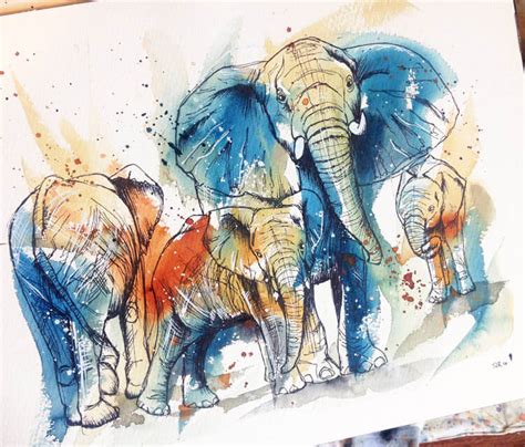 Elephant Family Drawing at PaintingValley.com | Explore collection of Elephant Family Drawing