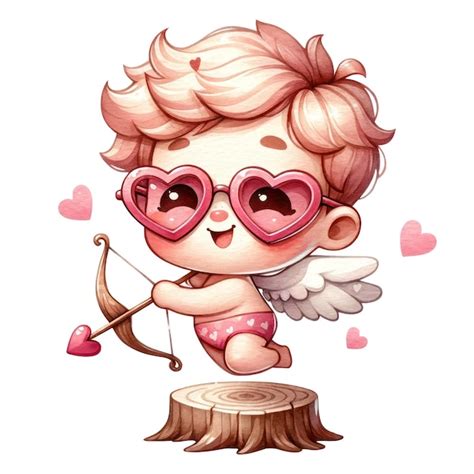 Ilustraci N De Im Genes Predise Adas De Acuarela De Cupido Lindo D A De