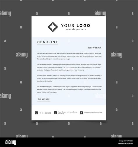 Clean Minimal Professional Letterhead Design Template Stock Vector