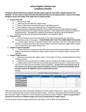 Fillable Online Saws Online Irrigation Checkup Form Compliance