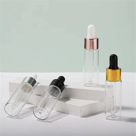 Empty Cosmetic Sample Vial Clear Mini Glass Dropper Bottle Essential