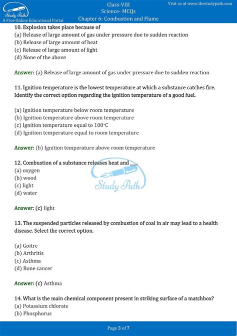 Class Science Chapter Combustion And Flame Mcq With Answers