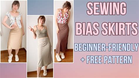 How To Sew 3 Bias Cut Skirts For Beginners With Free Pdf Pattern Youtube