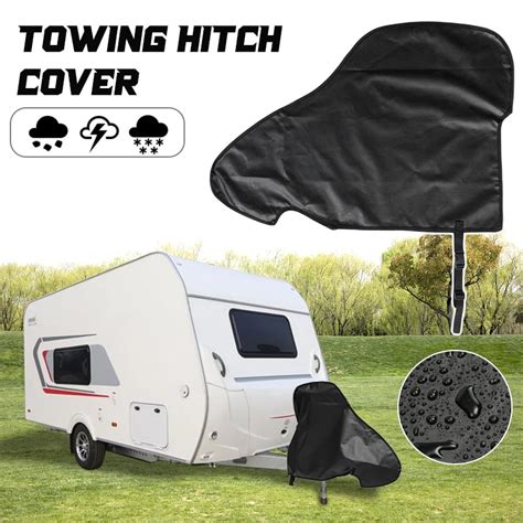 Universal Black Caravan Hitch Cover Waterproof Dustproof Trailer Tow