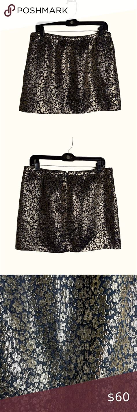 J Crew Collection Nwt Gold Floral Mini Skirt 10 Skirts With Pockets