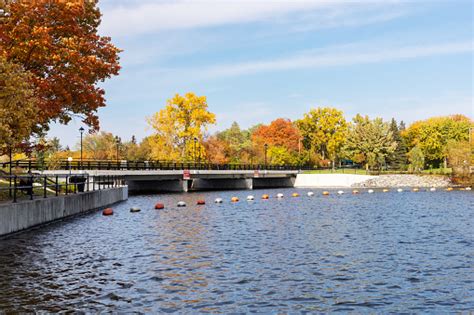 Rideau River And Hogs Back Bridge In Fall Season Stock Photo Download