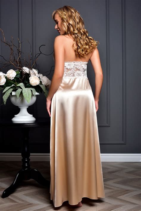 Lange Satin Beige Nachthemd Braut Dessous Hochzeitsnacht Sexy Etsyde