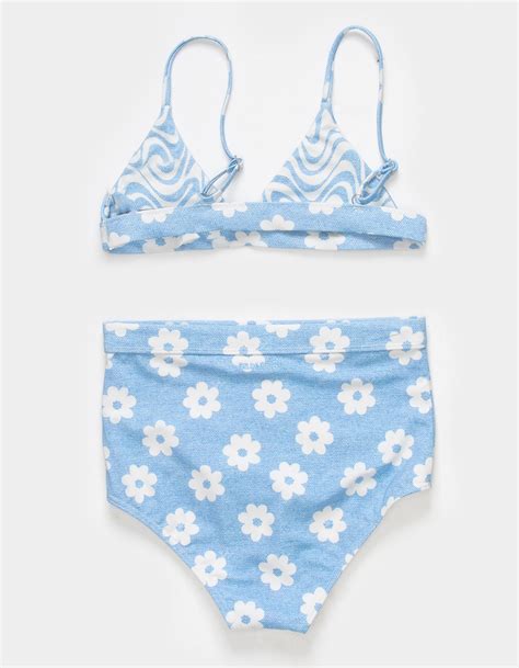 Billabong Daisy Dreamz Girls Reversible Bikini Set Blue Wht Tillys