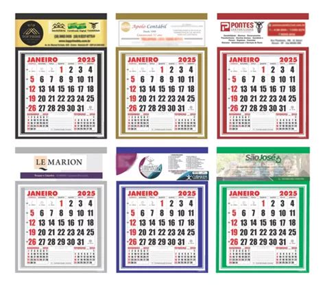 50 Calendário Comercial 27x37 Parede Folhinha Personalizada Frete grátis