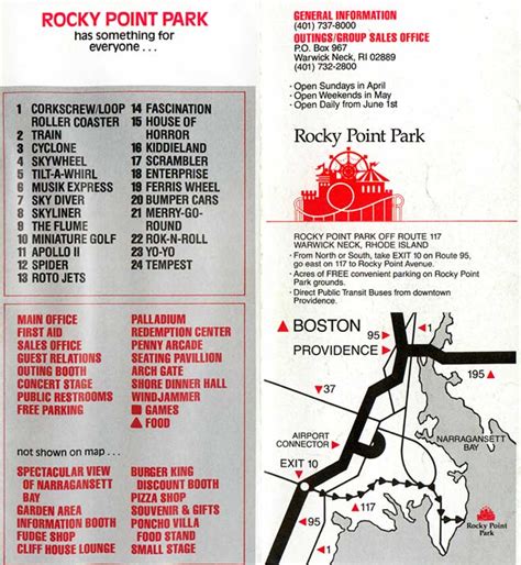 Rocky Point Park Map and Brochure (1980 - 1991) | ThemeParkBrochures.net