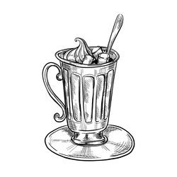 Black And White Outline Of A Cup Of Hot Royalty Free Vector