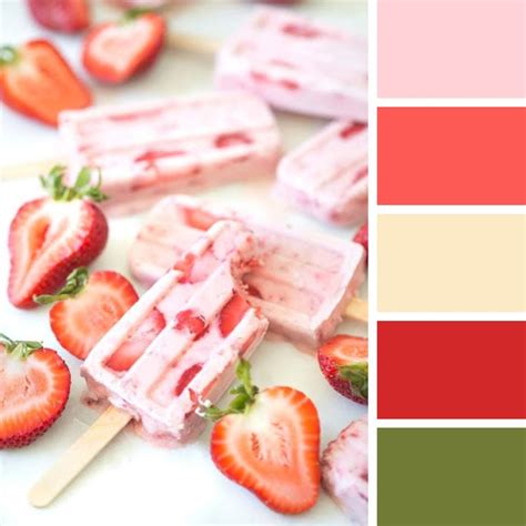 Strawberry Chunk Strawberry Yogurt Popsicles Color Pallet In 2024