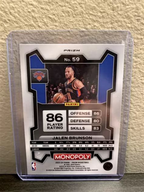 Jalen Brunson Panini Monopoly Prizm Viola Wave Prizm Eur