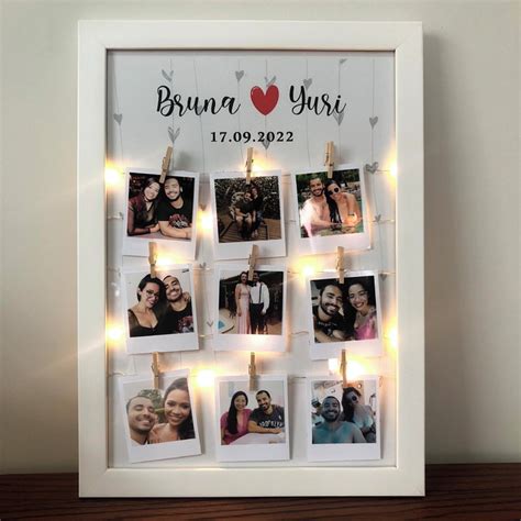 Quadro De Led Varal De Fotos Estilo Polaroid Personalizado Elo