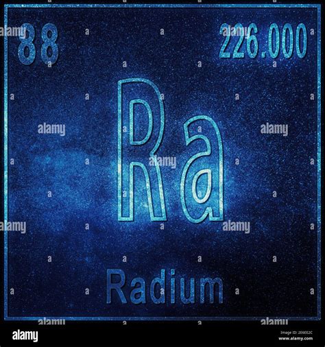 Radium Chemical Element Sign With Atomic Number And Atomic Weight