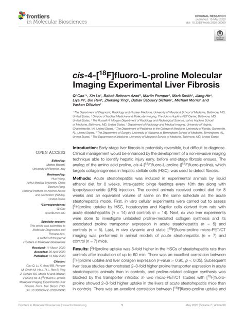 Pdf Cis F Fluoro L Proline Molecular Imaging Experimental