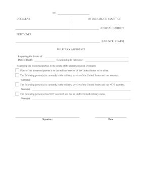 Printable Military Affidavit Legal Pleading Template