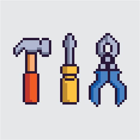 Pixel Art Tools Set Vector Art At Vecteezy