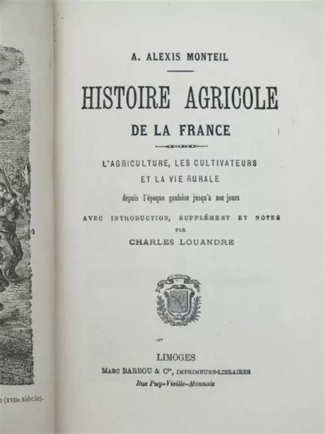 HISTOIRE AGRICOLE De La France Alexis Monteil Librairie Barbou