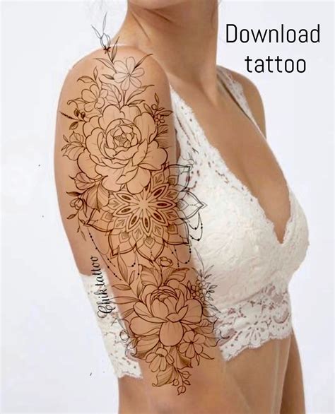 Feminine And Floral Design For Chik Tattoo Tattoo Instant Etsy