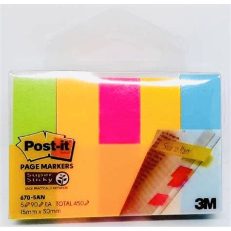 Post It Page Markers 670 5an โพสต์อิท กระดาษโน้ตกาวในตัว สีนีออน