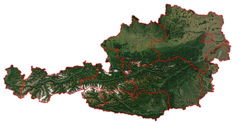 Detailed Satellite Map Of Austria With Borders Of Administrative