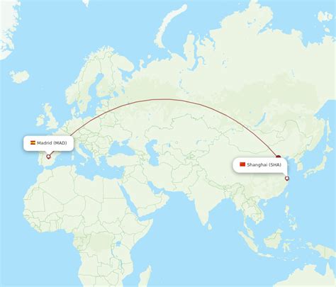 All Flight Routes From Shanghai To Madrid Sha To Mad Flight Routes